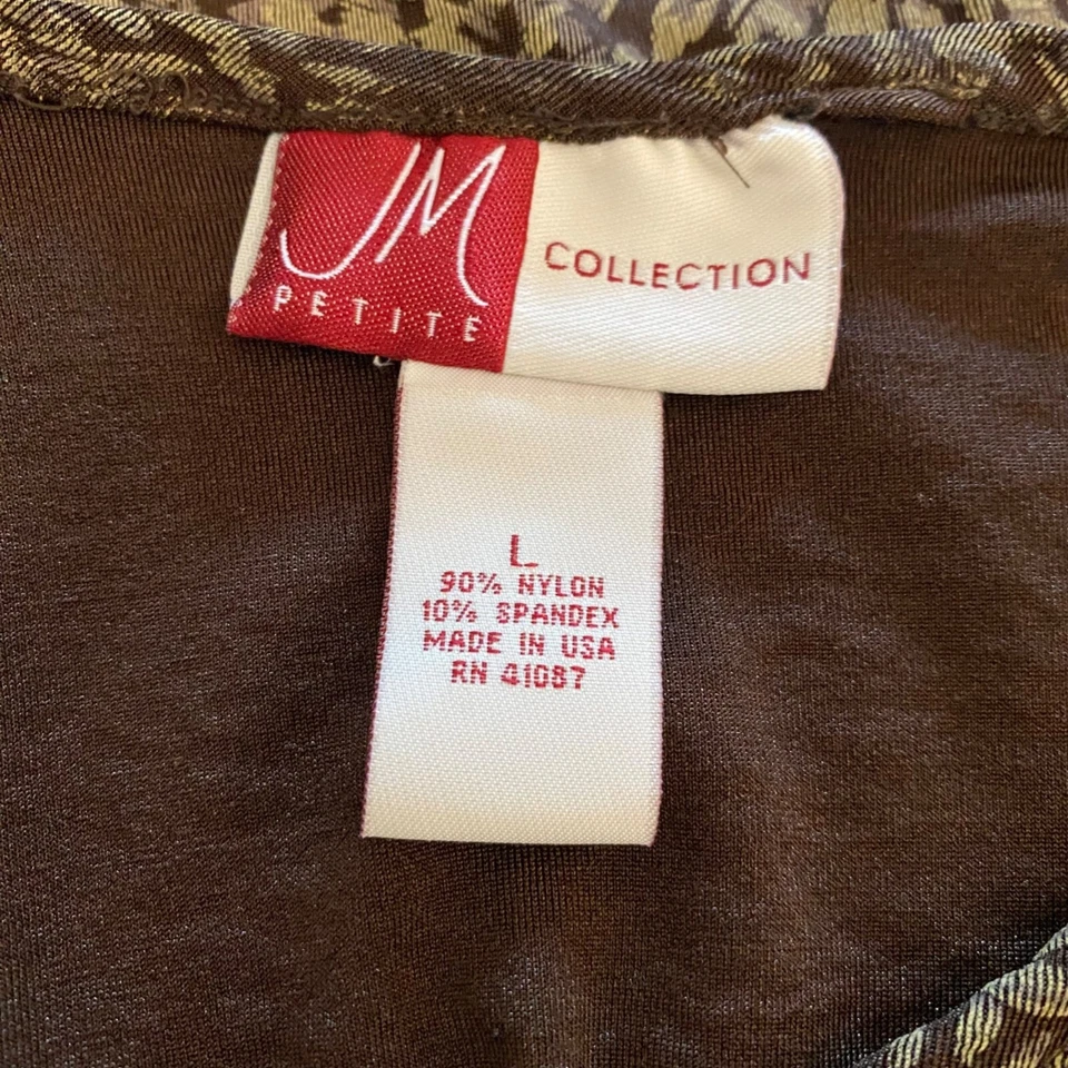 JM коллекции юбка комплект женщин большой коричневый желтовато-коричневый узор разрез эластичный пояс богемное - Изображение 4 из 4