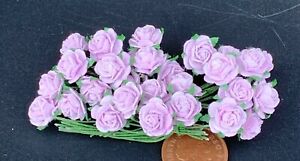 1:12 Scale 3 Bunches Of Pink Paper Roses Tumdee Dolls House D 30 Flowers
