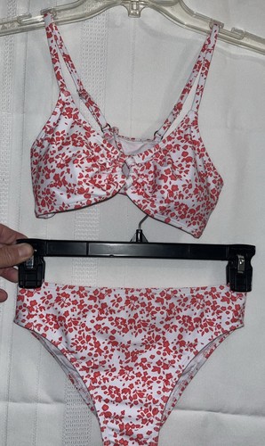 Girls' 2 Piece Ditsy Floral Print Knot Front Ruched Triangle Bikini Teen 8-9Y - Picture 11 of 11