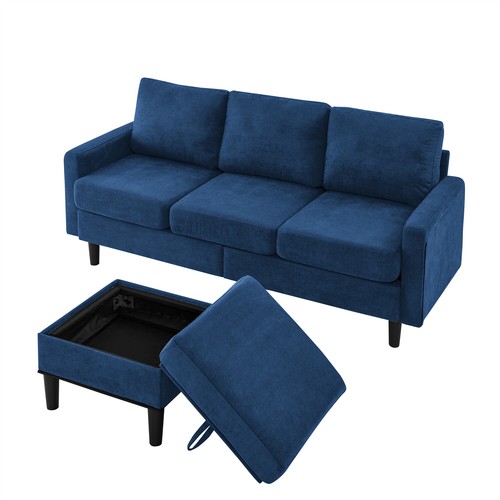 L-Shaped Sectional Sofa Couch 3-Seater Sofa with Storage Ottoman for Living Room - Picture 70 of 84