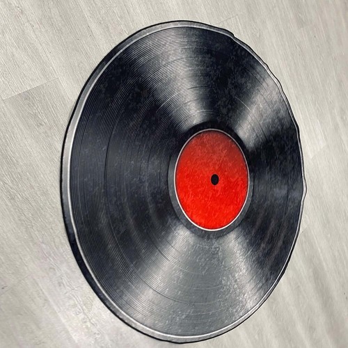 Retro Vinyl Record Round Rug, Music Lover Room Decor, Black Red Disc Carpet - Picture 6 of 10