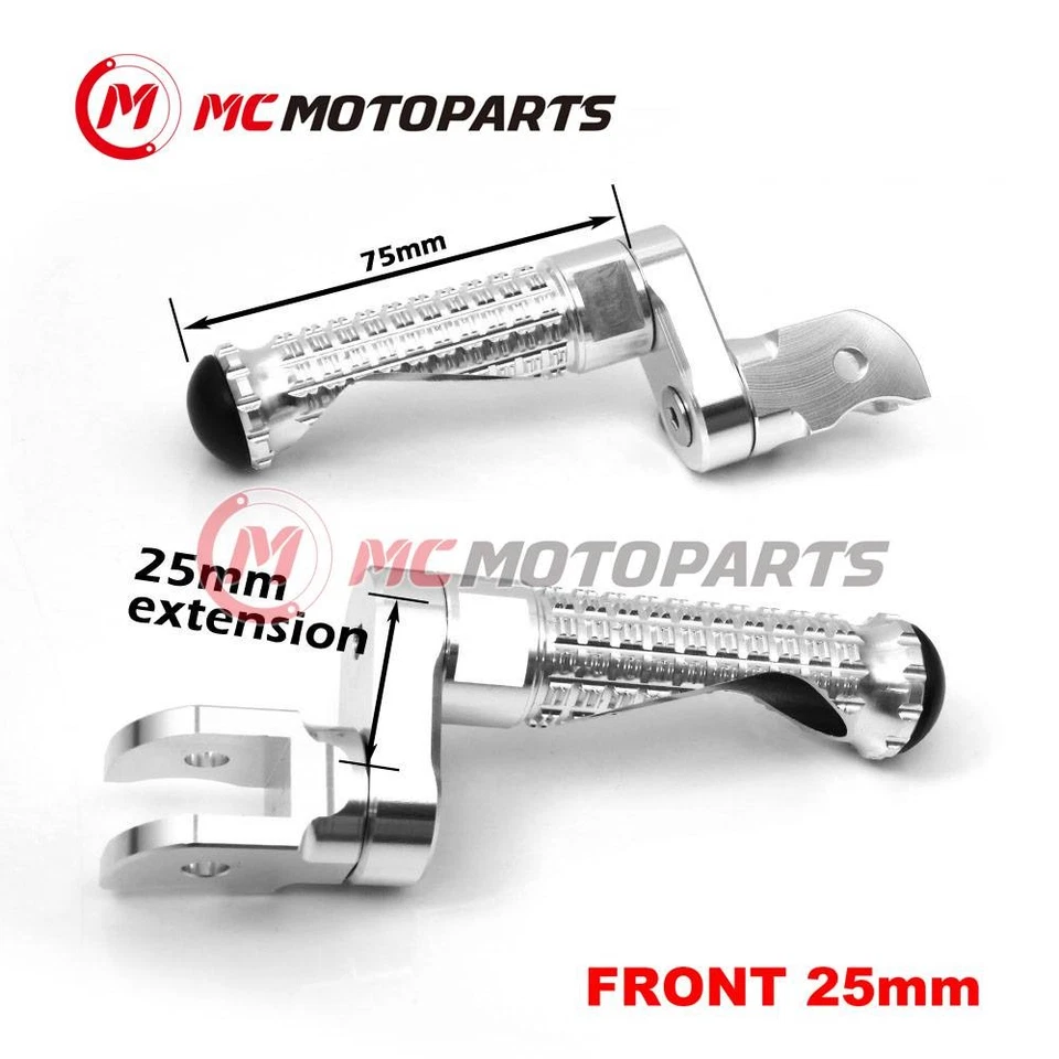For Buell 1125R All Year MPRO 25mm Extended SILVER Front Foot Pegs — 第 3/4 张图片