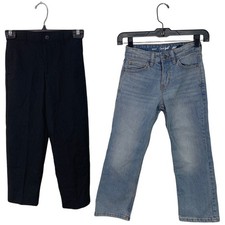 2 New Cat  Jack Girls Size 7 Denim Blue Jeans Adjustable Waist Flat Front Pants