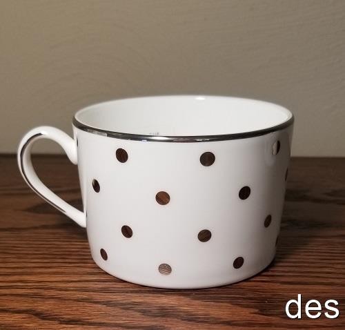 Set of 8 ~ KATE SPADE ~ Larabee Road PLATINUM Dot ~CUPS ~ Teacup Can cup NEW - Picture 3 of 4