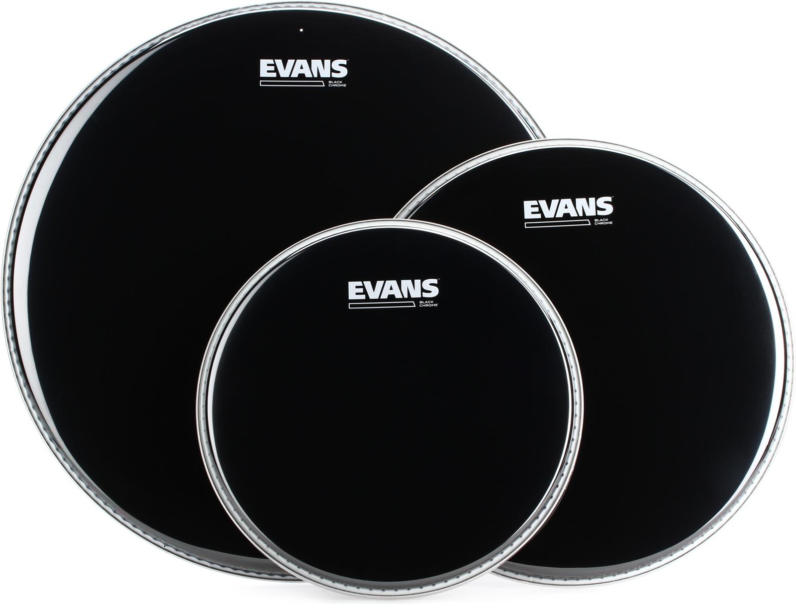 Evans Black Chrome Tom Pack из 3 предметов - 10/12/16 дюймов (3 упаковки) в комплекте