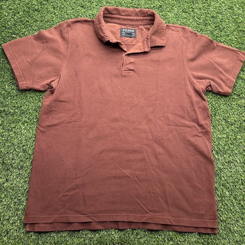 Filson Polo Herren Große L Braun Kurzarm Freizeit