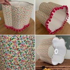Ditsy Floral Scalloped Lamp Shade Small Pretty Multicoloured Flowers Fabric