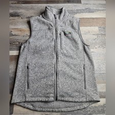LL Bean Vest Full Zip Grey Men's Slightly Fitted Medium Regular Sweater Fleece