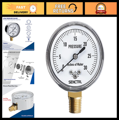 #ad Low Pressure Water Column Gauge 0 30quot; 2.5quot; Dial 1 4quot; NPT Zero Adjustment Ai $28.79