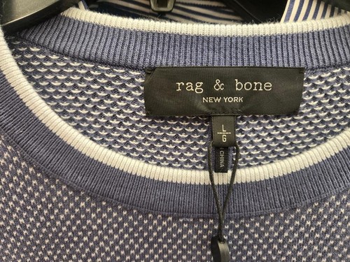NWT RAG & BONE Men’s Mitch Crewneck Sweater Worn Indigo color Size L MSRP $249 - Picture 5 of 8