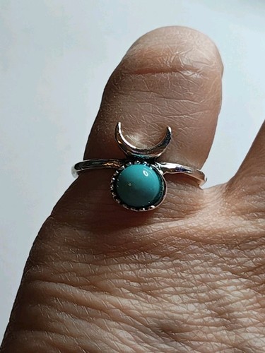 Juego de anillos turquesa trío de anillos vintage joyería de moda hecho a mano puño luna - Imagen 6 de 14