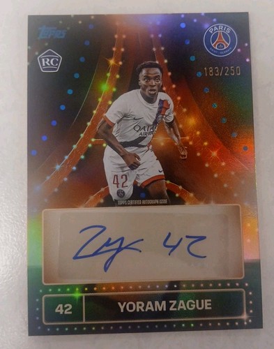 Yoram Zague 2024-25 Topps PSG Team Set Parisian Performers Auto Blue /250 RC