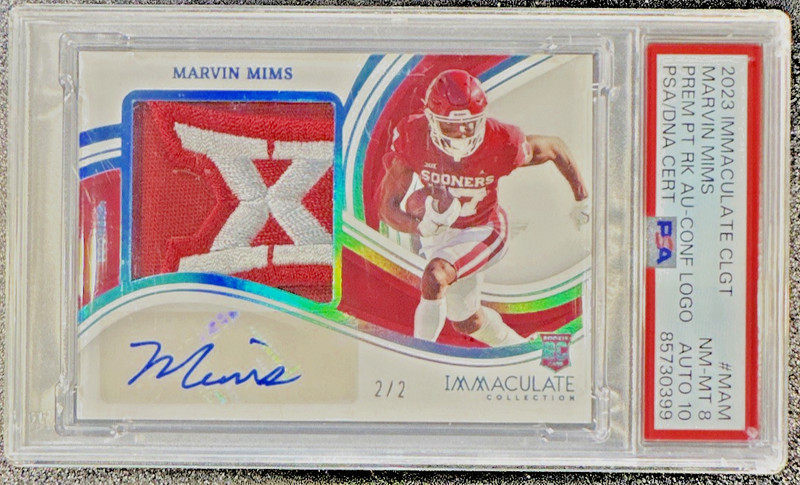 2023 IMMACULATE CLGT - MARVIN MIMS - PREM PATCH (RK, AU, CONF LOGO) 2/2 - PSA