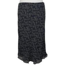 Vintage Y2K Midi Skirt Womens Small Black Fairy Whimsigoth Art Print Sheer 90s