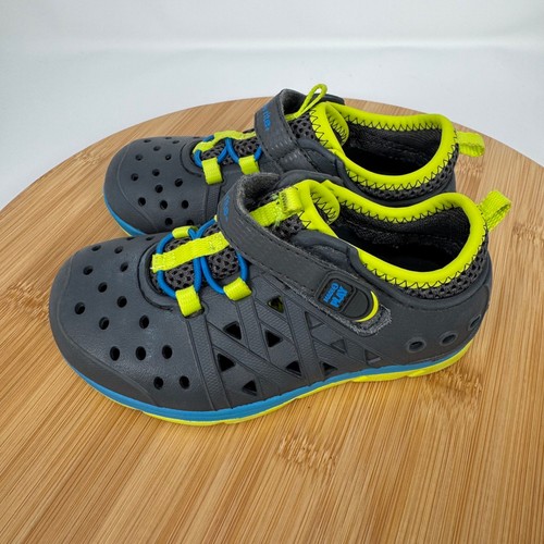Stride Rite Kids Gray Neon Blue Made2Play Phibian Water Shoes Toddler Size 8 - Picture 4 of 11