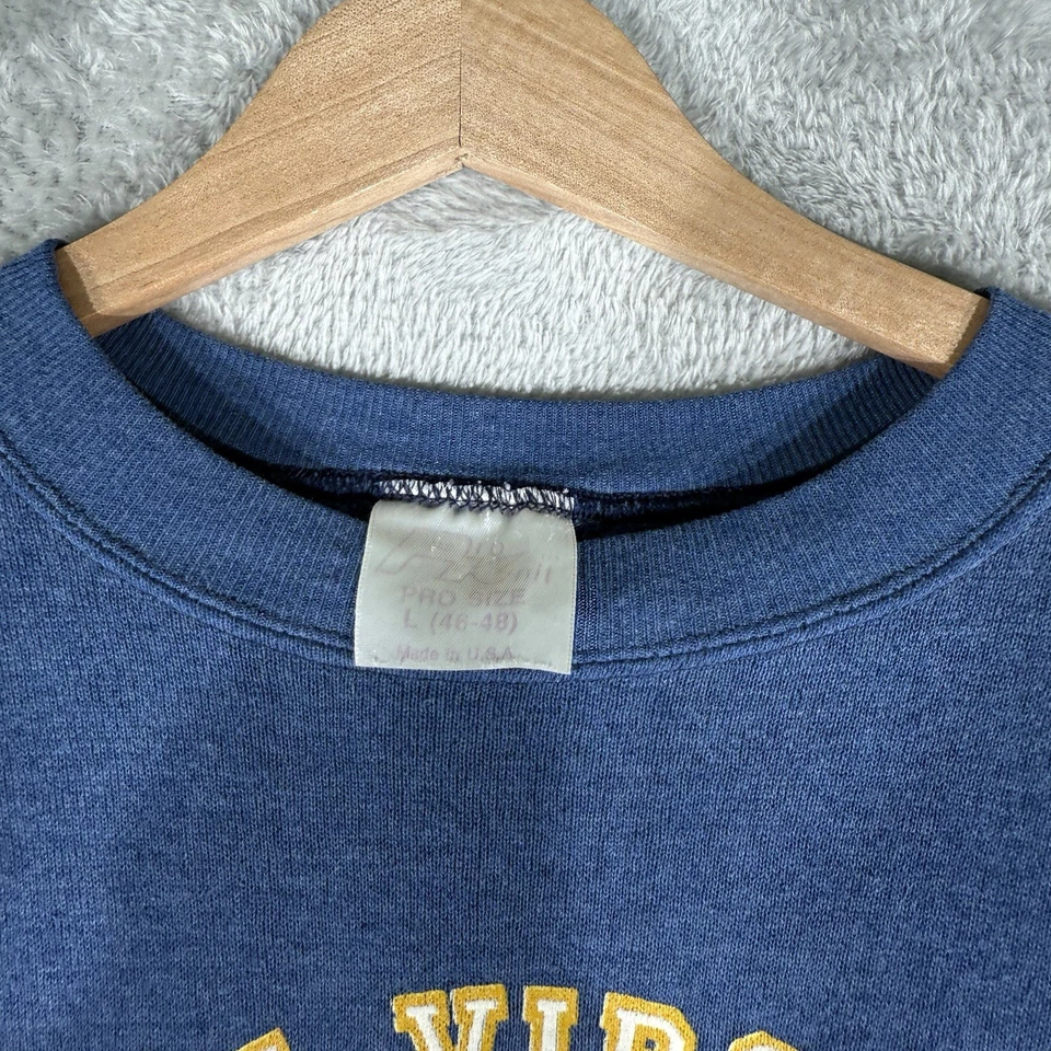VTG West Virginia University Sweatshirt Men’s L Blue 90s Pullover Crew Neck USA - Image 3 of 4