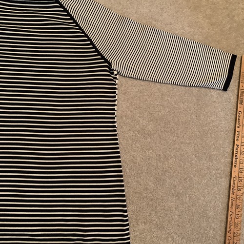 TALBOTS -NWT-Black & White Striped 3/4 Sleeve Knit Tunic Sweater Women’s Size L - Picture 13 of 14