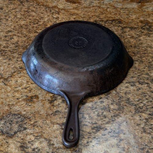 Vintage Pre-Le Creuset #23 blau 9" emailliert Gusseisen Doppel Auslauf Pfanne Pfanne - Bild 5 von 9