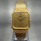 Seiko Watch Women 19mm Gold Dial Gold Tone Octagon 2C20-5850 New Battery