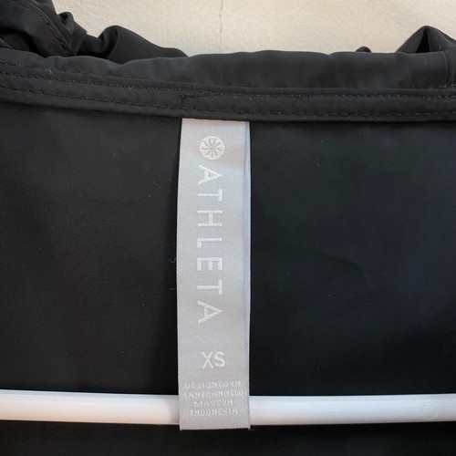 Athleta Womens XS Jacket Coat Black Wind Breaker Rain Zip Pockets Hi Low 10972 - Picture 5 of 9