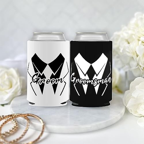 Bachelor Party Favors 7 Pcs Can Cooler Sleeves Groomsmen Beer Can Cooler for - Afbeelding 5 van 8