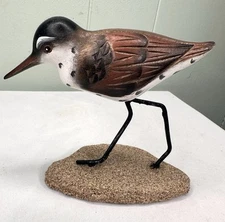 Sandpiper Bird Statue Hand Crafted Wooden Indonesia