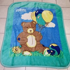 Original San Marcos Vintage Baby Blanket Cobija Teddy Bear Balloons 42 X 50 Tag