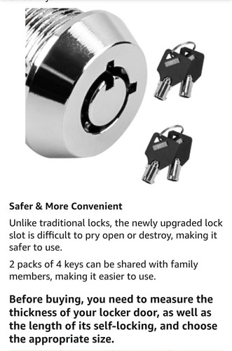 2 Pack RV Compartment Locks 7/8" Keyed Alike Camper Toolbox Cabinet w/4 Keys - Picture 12 of 22