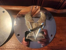 V-Twin 3 Hole Derby Cover -Big Twin 1970-98  Chrome Gold Eagle