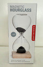 Kikkerland Magnetic Stalagmite Clear Glass Hourglass Timer Beechwood Base NIB