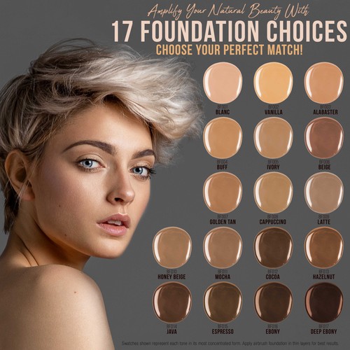 New Belloccio Pro Airbrush Makeup BLANC SHADE FOUNDATION Flawless Face Cosmetics - Picture 4 of 5