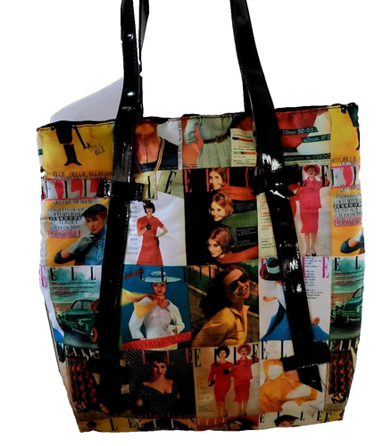 Vintage ELLE Magazine Cover Girl Fabric Tote, Should Bag Printed on Both Sides - Picture 3 of 3
