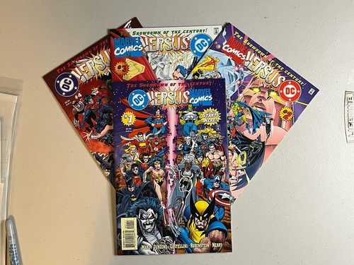 DC vs Marvel 1-4 ~ Full Set Superman Spider-Man Wolverine Batman 1996 ~ Free SH
