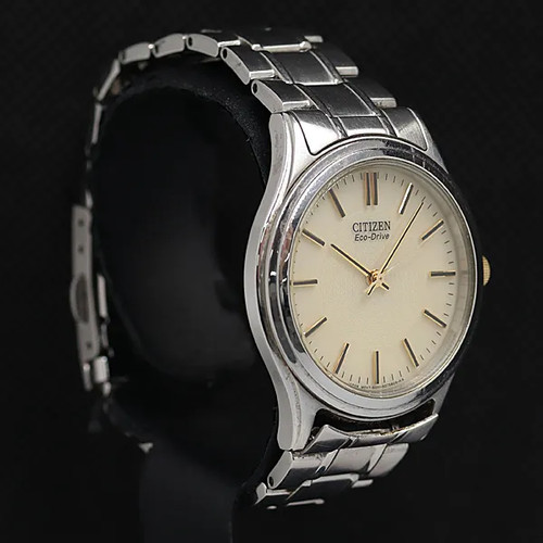 Citizen Eco-Drive Men’s Solar Powered Silver Wristwatch Ivory Dial Working Used - Picture 18 of 24