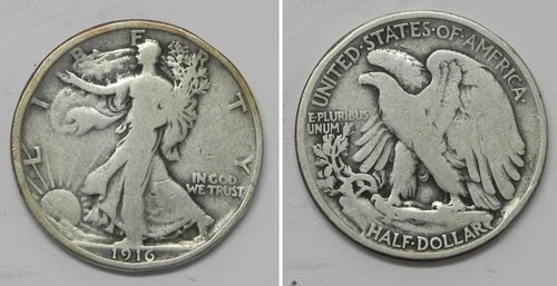 X7261  1916 Liberty Walking Half Dollar 50c, VG