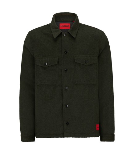 HUGO BOSS Wollmischung Hemd Overshirt mit rotem Logo Label Oversized Fit - Größe M - Bild 2 von 5