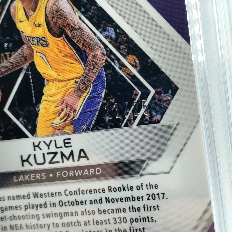 /25 Kyle Kuzma Rookie Auto Patch PSA 8 2017-18 Spectra Jersey Prizm #118 RPA LA - Image 4 of 4