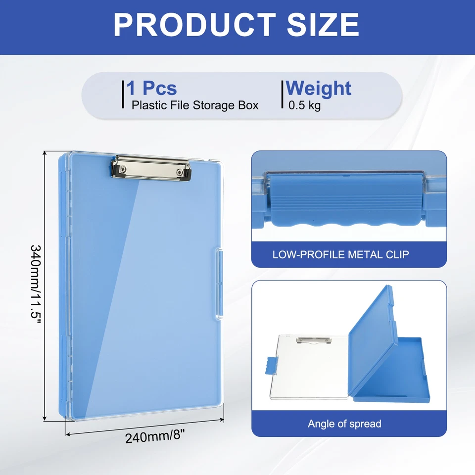 Clipboard with Storage 8.5x11 with Pen Holder A4 Legal Paper Folder, Azure Color Foto 2 de 4