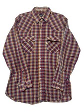 Vintage Levi's Plaid Pearl Snap Western Shirt 70s XL