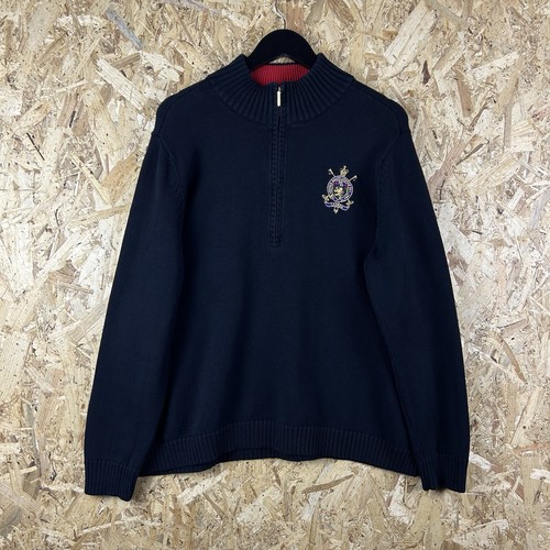 Ralph Lauren 1/4 Zip Sweater Pullover Scottish Crown Crest Knit 2X XXL?