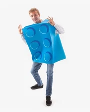 Adult Building Brick Costume Blue One Size Halloween New