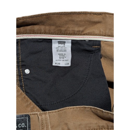 Levi’s 510 Super Skinny Hose W36 L34 Braun Stretch Denim Workwear Distressed - Bild 9 von 16