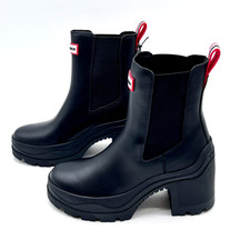Hunter Miana Women's Black Heel Block Pull-On Waterproof Rain Boots Size 7M