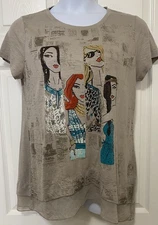 Cutest Top By Style & Co. Sz Large Boho Princess Cap Sleeve Shirt Blouse L