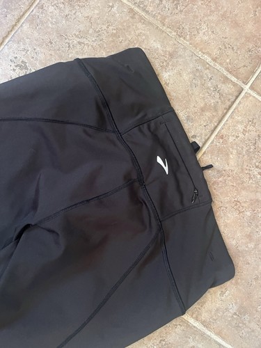 Brooks M* reflektierende Lauftights schwarz sportlich Kordelzug Taille Reißverschlusstasche - Bild 8 von 13