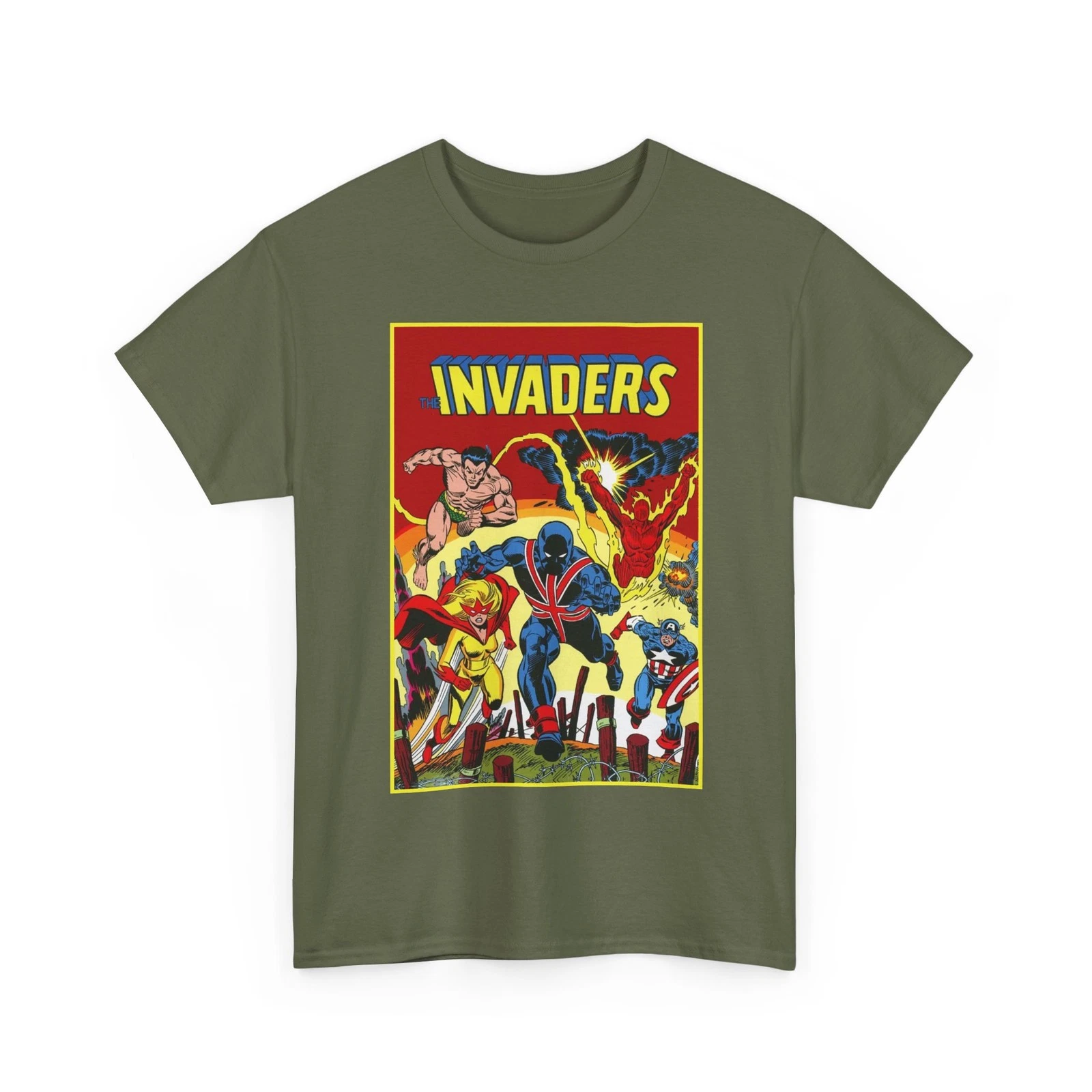 Invaders T-Shirt - Captain America, Human Torch, Namor, Spitfire - Marvel Comics