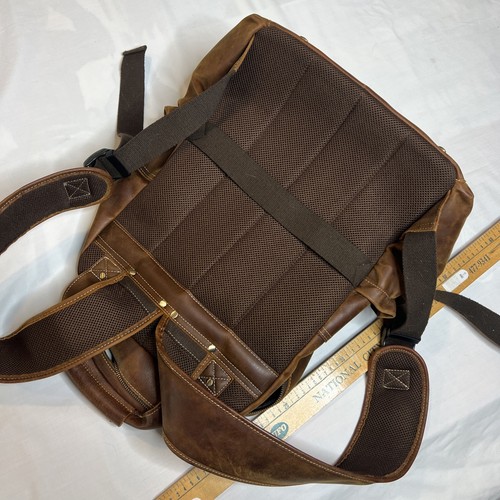 TIDING Genuine Leather Backpack Laptop Bag Business Travel Rucksack - Afbeelding 18 van 24