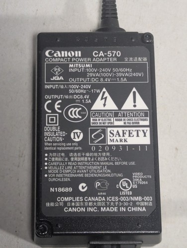 Adaptador de corriente compacto Canon CA-570 S salida: 8,4 VDC ~ 1,5A  - Imagen 1 de 4