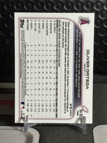 2022 Topps Chrome Oliver Ortega Rookie Auto #RA-OO Angels (MS) - Picture 6 of 6