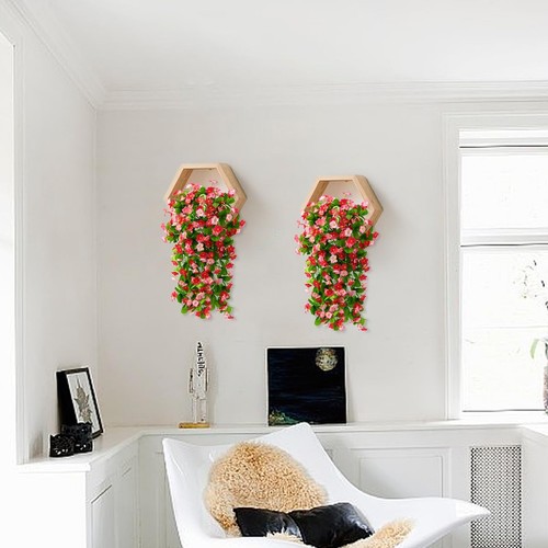 2 Pack Artificial Hanging Flowers Fake Flowers Hanging Plant Violet Flower Ar... - Picture 2 of 6